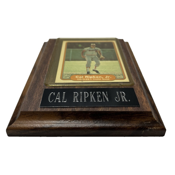 1982 Fleer Rookie Baseball Card Orioles #176 Cal Ripken Jr in Wooden Card Plaque - Picture 3 of 5